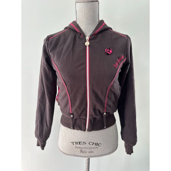 Y2k Vintage Apple Bottoms Multi Color Damask Pattern Hooded Jacket Juniors Large - Picture 4 of 15